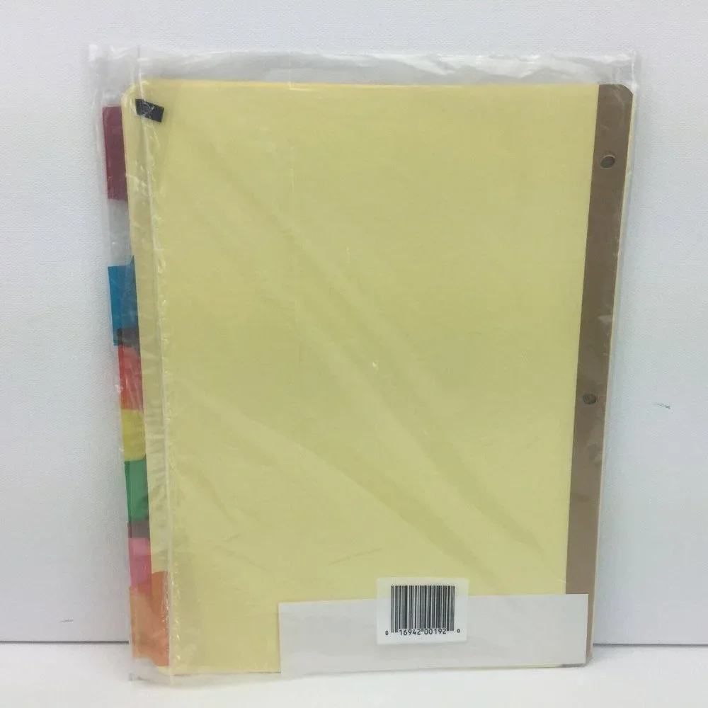 Universal Ring Binder Indexes 8 Colored Tabs Paper Organizers Inserts 8.5